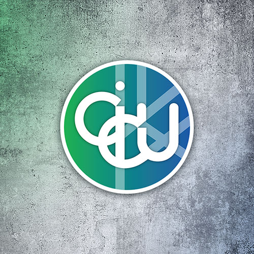 CICU logo against light concrete texture background